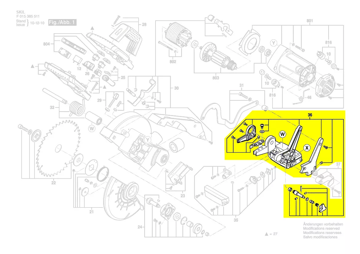 Support unité de coupe réf. 2610Z01987 Skil